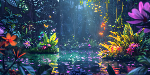 Aufkleber - Fantasy night forest