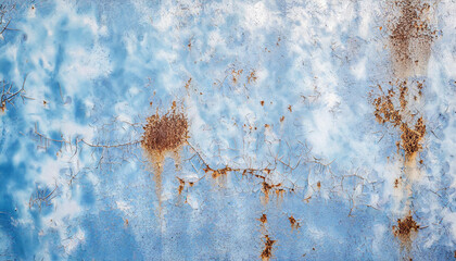 Wall Mural - Abstract background of old rusty wall with scraps of blue paint