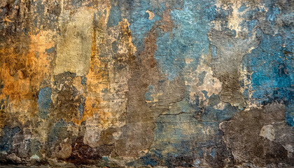 Wall Mural - grunge metallic surface with rusty patterns, showcasing a weathered and textured abstract background in various colors for a vintage aesthetic.