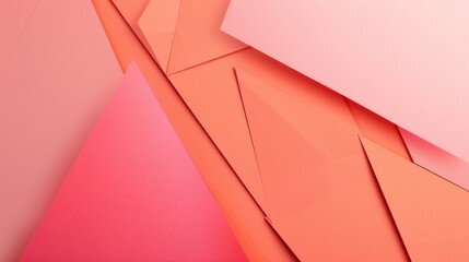 Sticker - Trendy coral and pink geometric paper background for creative design purposes