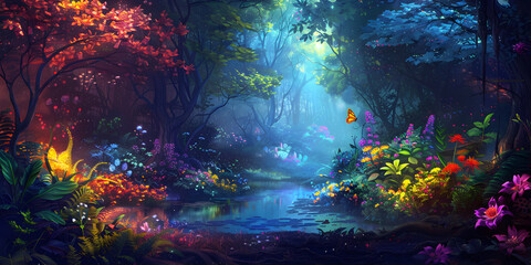 Aufkleber - Fantasy night forest