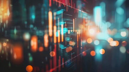Leinwandbilder - Abstract financial background with blurred stock market graphs and data analysis.