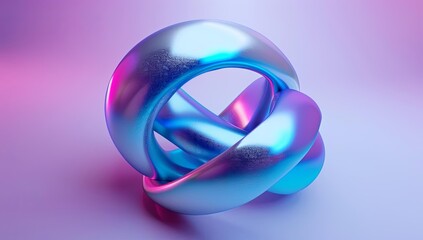 Poster - Abstract Metallic Knot with Gradient Blue and Purple Colors