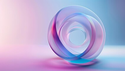 Poster - Abstract Geometric Shape with Pastel Gradient Blue and Pink Colors