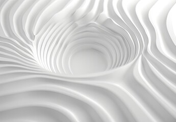 Poster - Abstract White 3D Paper Wave Layers Modern Minimalist Background