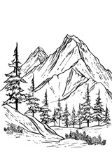 Sticker - winter mountain landscape