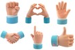 © Gokharts - Set of Hand Gestures 3D Cartoon Render Illustration Isolated on White Background