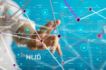 neural network 3d illustration. big data and cybersecurity - 3d