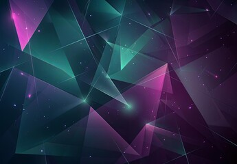 Poster - Futuristic Abstract Geometric Design in Purple and Green Tones