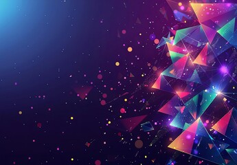 Poster - Abstract Geometric Pattern with Vibrant Colors on Dark Background