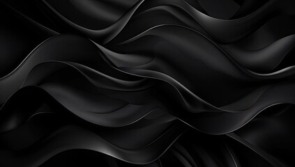 Poster - Abstract Dark Waves with Textured Black Color Scheme