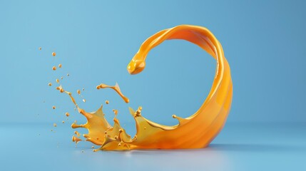 Poster - Dynamic Orange Splash Against Soft Blue Background for Graphic Design