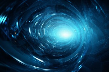 Wall Mural - Futuristic abstract blue vortex motion digital illustration background with technology concept and cyber swirl energy design