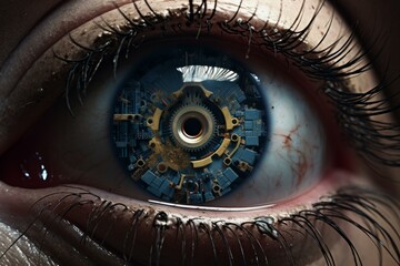 Poster - Intelligent Technology digital eye. Screen visual data. Generate Ai