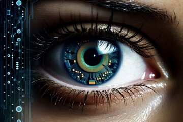 Poster - State-of-the-art. Technology digital eye. Screen visual data. Generate Ai