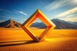 © joompon - Abstract Geometric Shape in Vibrant Orange and Yellow Desert Landscape, Abstract, Orange, Landscape, Yellow, Shape