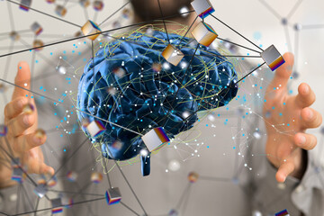 Aufkleber - intelligence brain ai digtal 3d artificial intelligence