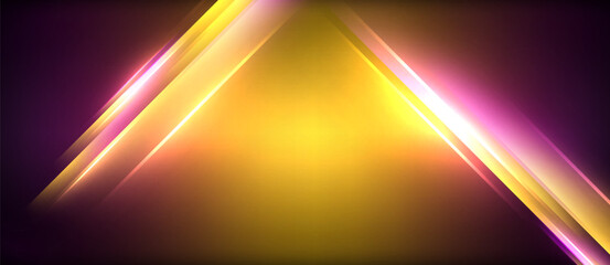 Aufkleber - Neon glowing circle rays, light round lines in the dark, planet style neon wave lines. Energetic electric concept design for wallpaper, banner, background