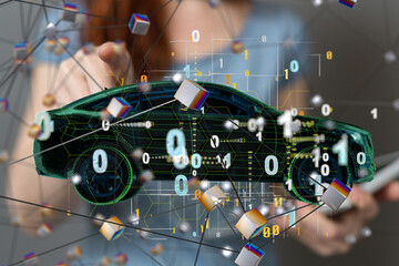 Poster - Energy car concept. Vehicle EV charge battery electric