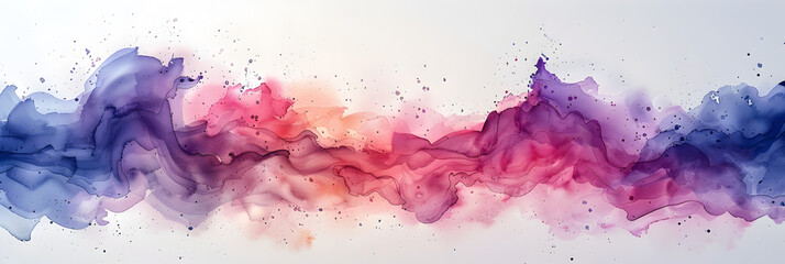 Pink and purple watercolor splash design on transparent background.