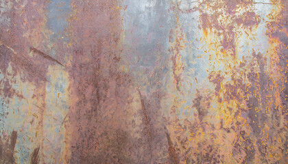 Wall Mural - Peeling paint on the rust wall. Empty for design, pattern, cover, overlay texture, background and other, Surface of old steel background.