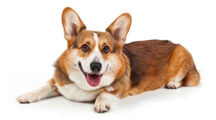 Wall Mural - Charming Welsh Corgi Pembroke on white background popular Dog breed