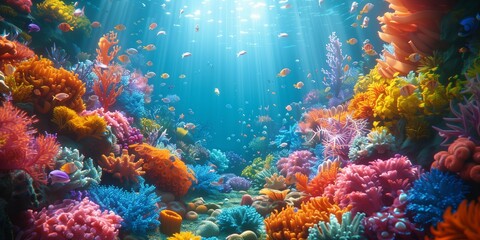 Wall Mural - Lively Animated Ocean Kingdom, generative ai