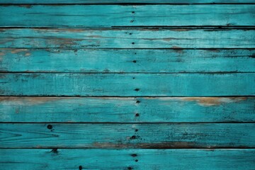 Wall Mural - Iridescent Turquoise planks. Wooden board timber. Generate Ai