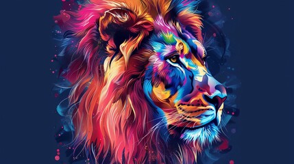 Naklejka na meble Colorful lion head in pop art style.