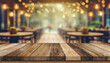 © netsay - Wooden board empty table in front of blurred background Perspective brown wood over blur in coffee shop or cafe and restaurant- can be used for display or montage your products