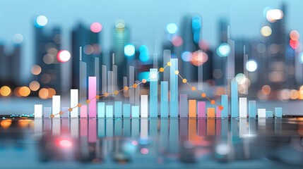 Poster - A holographic display on a futuristic tablet showcases a bar graph visualization of data, illuminated by vibrant neon lights.