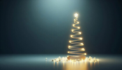 Sticker - A Christmas tree made of a luminous spring. a place for text, advertising