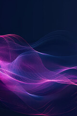 Poster - Modern shiny blue purple moving shiny neon lines on dark background. Glowing wave on a dark background. Neon wave. Futuristic background. Copy space
