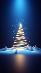 Wall Mural - A Christmas tree made of a luminous spring. a place for text, advertising