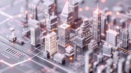 Poster - A futuristic city skyline with vibrant neon lights and colorful skyscrapers.