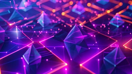 Poster - Dark background filled with numerous triangles and lines creating a complex geometric pattern, Illustrate the concept of tokenization in blockchain ecosystems