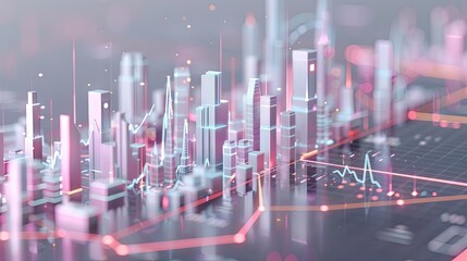 Poster - A futuristic city skyline with vibrant neon lights and colorful skyscrapers.
