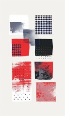 Wall Mural - Geometric shapes and patterns in shades of red, black, and white