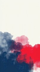 Wall Mural - Abstract watercolor painting with blue, red, and pink clouds