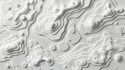 Poster - A white, abstract background with a 3D rendered pattern of wavy, layered lines