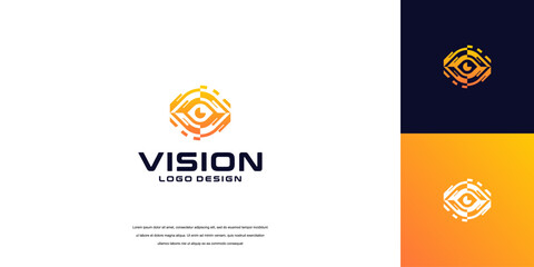 Wall Mural - vision logo vector, eye tech logo security idea