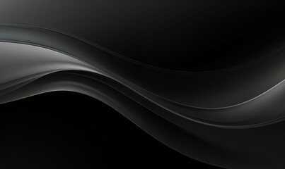 Aufkleber - a modern abstract image featuring smooth, flowing black and dark gray waves creating a seamless, ele