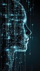 Poster - A profile of a digital human head, constructed of glowing circuitry against a dark blue background.