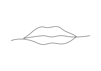 Wall Mural - Lips. One line drawing vector illustration.