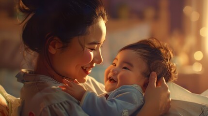 Wall Mural - The Loving Mother and Baby