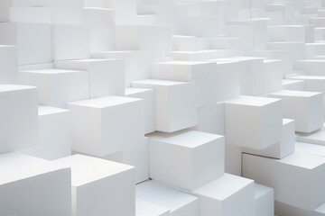 Poster - Seamless pattern of 3d white cubes creating a modern, minimalist geometric background