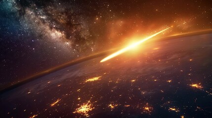 Poster - Halley Great Comet Flies Over America at Night