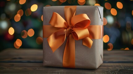 Canvas Print - The gift with orange ribbon