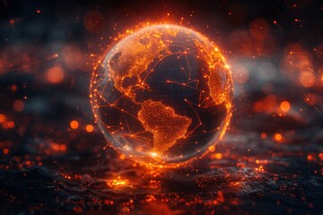 Wall Mural - A close up of a glowing globe with a dark background