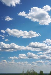 Canvas Print - a picturesque view of fluffy white clouds in a blue sky